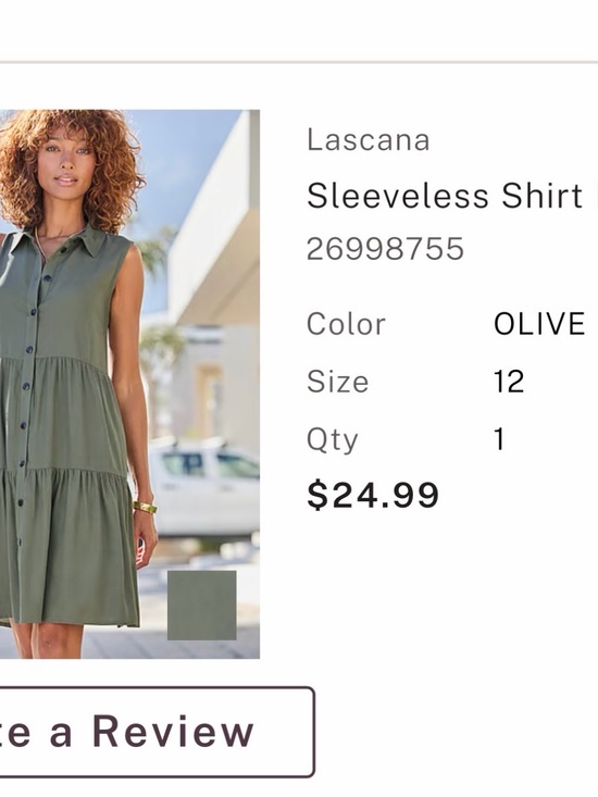 Lascana Dresses & Skirts - Lascana Olive Sleeveless Tiered Shirt Dress